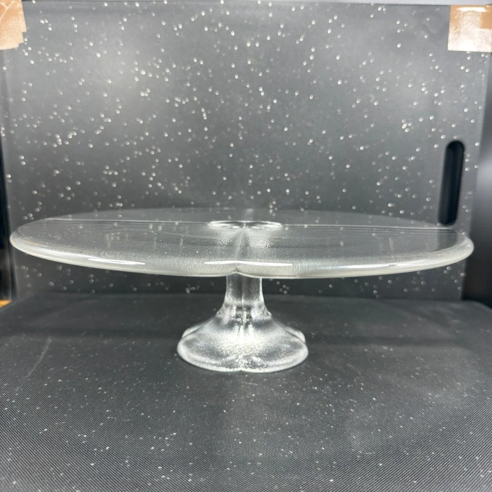 Rosenthal Studio Line Clover Clear Frosted Glass 12in Cake Stand Pedestal Plate